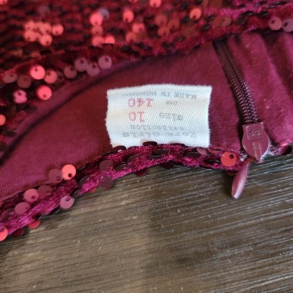 Zara Girl Sequin Burgundy Red Velvet Cap Short Sleeve Dress Size 10 - Picture 2 of 10